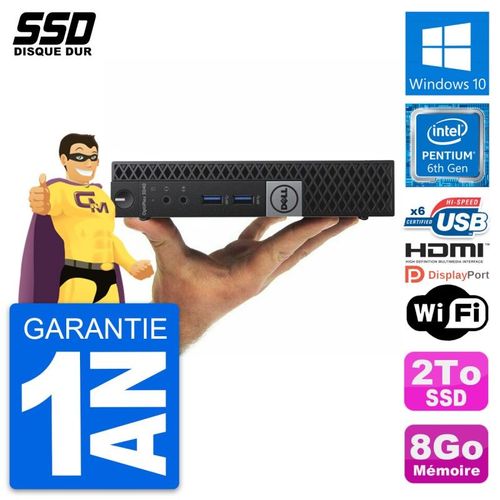 Mini PC Dell OptiPlex 3040 Micro G4400T RAM 8Go SSD 2To HDMI Windows 10 Wifi
