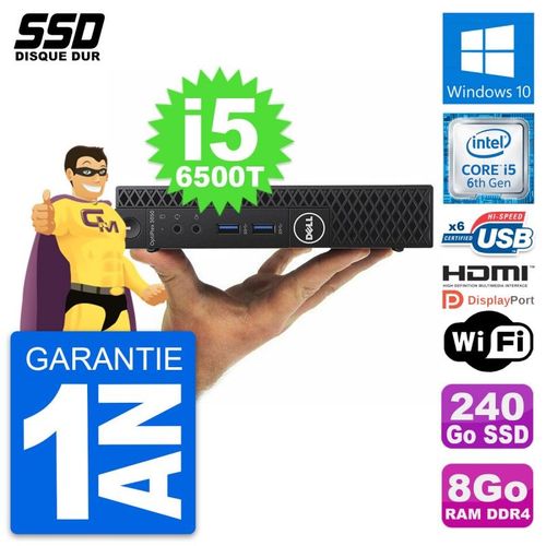 Mini PC Dell OptiPlex 3050 Micro i5-6500T RAM 8Go SSD 240Go HDMI Windows 10 Wifi