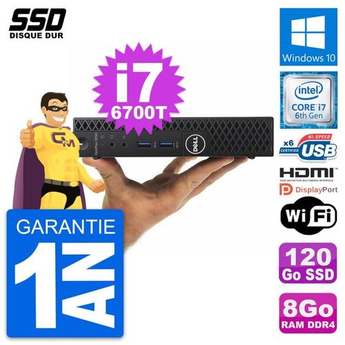 Mini PC Dell OptiPlex 3050 Micro i7-6700T RAM 8Go SSD 120Go HDMI Windows 10 Wifi