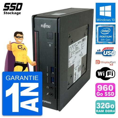Mini PC Fujitsu Esprimo Q956 Pentium G4400T RAM 32Go SSD 960Go Windows 10 Wifi