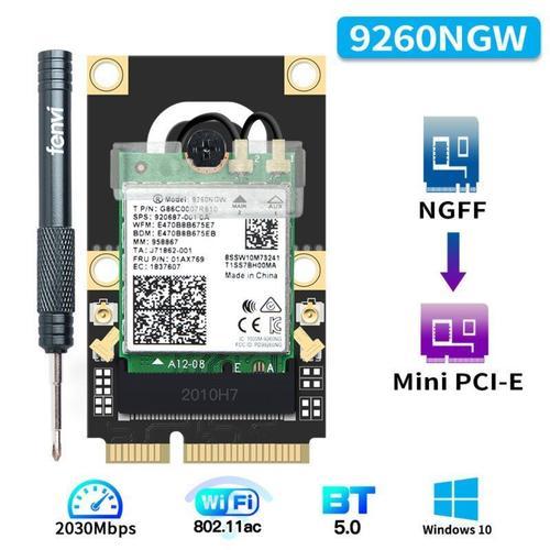 Mini PCIe Intel 9260 - Adaptateur Wi Fi sans fil M.2 vers Mini PCI E carte Intel AX200 AX210 2974Mbps Bluetooth 5.2 Wi Fi 6E AX210NGW 9260 Window 10