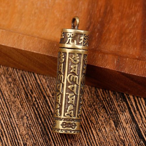 Mini Pendentif En Laiton Pour Hommes Et Femmes, Collier, Mantra, Vintage, Bijoux En Laiton Ancien