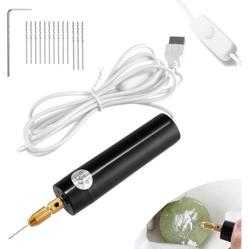 Mini Perceuses lectriques Portables, Mini Perceuse  Batterie Rechargeable 5v Avec Cble Usb De 1,8 M, 9 Perceuses De 0,9 Mm Et 3 Perceuses De 1,1 Mm Pour Percer Le Bois, Papier Plastique