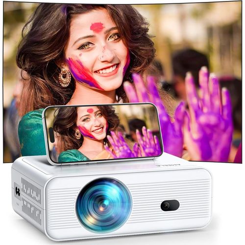 Mini projecteur avec WiFi et Bluetooth, projecteur 1080P pour Films d'intrieur, Correction trapzodale, Zoom, Home cinma, projecteur Portable Compatible avec cl TV, USB, HDMI, iOS, Android