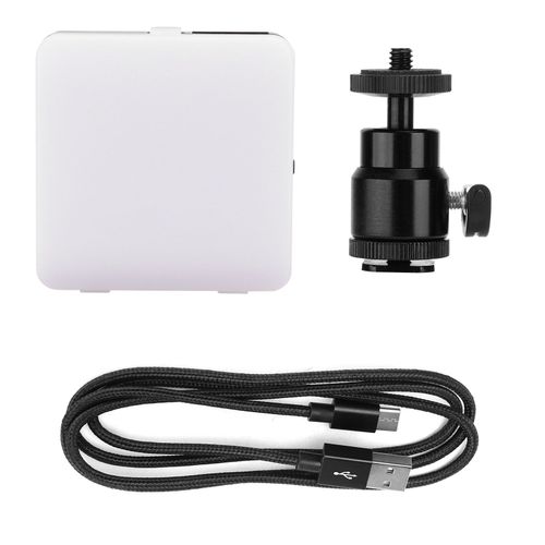 Mini projecteur carre portable et rechargeable avec couvercle de lumiere douce pour l'eclairage de reunions et de tournages