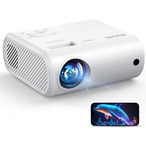 Mini Projecteur Portable 4K Videoprojecteur-15000 Lux pour Smartphone,Prend en Charge la Mise en Miroir d'cran Filaire,Compatible avec TV Stick/Windows/iOS/Android/HDMI/USB (20 * 15 * 10cm)
