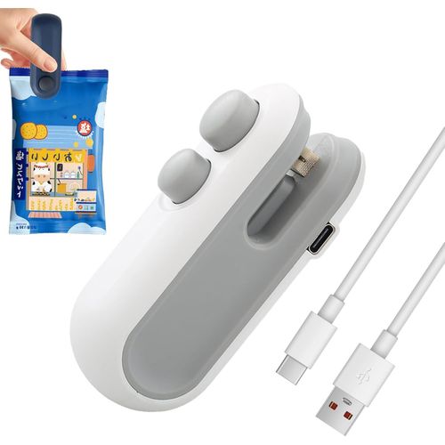 Mini Scelleuse De Sacs  Goter, Thermoscelleuse 2 En 1 Avec Coupe-Sac Et Aimant, Rechargeable Par Usb-C, Portable, Pour La Maison