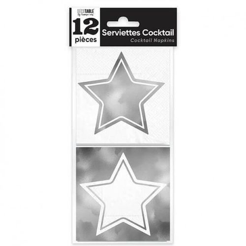 Mini Serviette Cocktail toile Argente Mtallise 10cm X 10cm (X12) Ref/Apsea