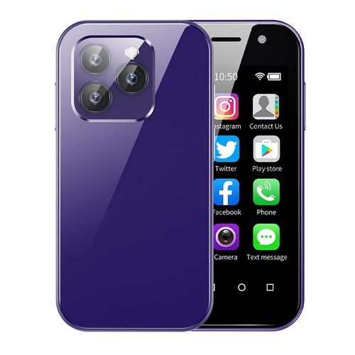 Mini-smartphone SOYES XS14 Pro 4G-LTE 3 Go + 32 Go Android 9.0 Quadc?ur 3,0 pouces 2600mAh Batterie Identification du visage Type-C Petit tlphone portable -Violet