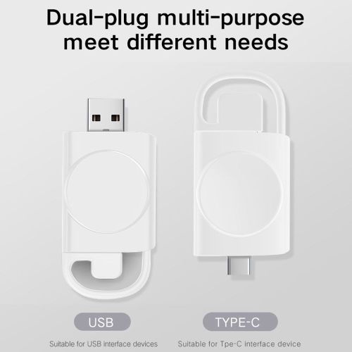 Mini Support De Station De Charge Sans Fil Pour Montre Connecte Apple Watch Srie 7 6 5 4, Chargeur  Induction Magntique, Double Port Usb Type-C