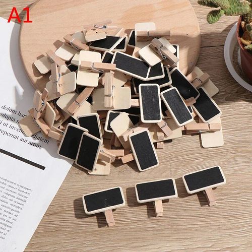 Mini Tableau Noir En Bois,50 Pices,Ardoise De Message,Clip Rectangulaire,Panneau,Carte Mmos,tiquette - Type A1