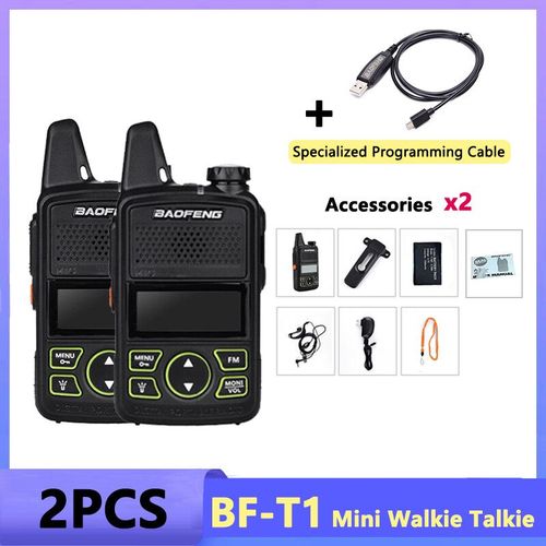 MINI talkie-walkie BF-T1,UHF 400-470MHz,chargeur USB,Radio bidirectionnelle Portable,suppression du bruit,jouets cadeaux pour enfants,1/2/4 pices - Type 2PCS-1Program.Cable-EURO