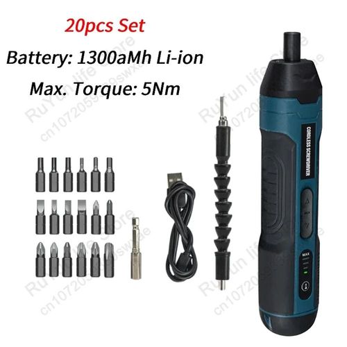 Mini Tournevis lectrique Sans Fil, Rechargeable 1300mah, Jeu De Forets lectriques 3.6v, Kit D'outils De Rparation De Couple De Dmontage Domestique-Ensemble De 20 Pcs