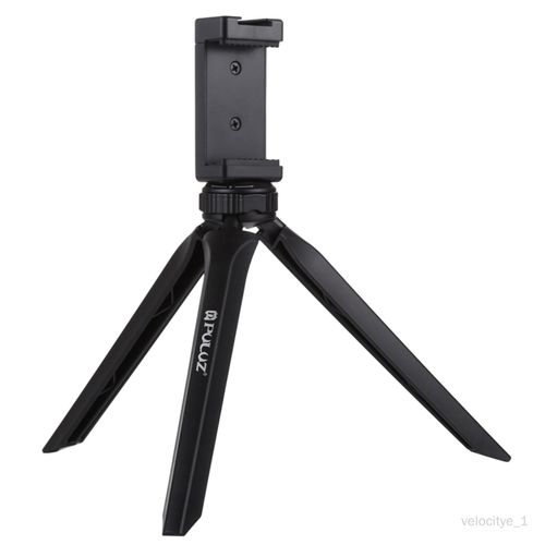 Mini trpied de voyage, camra dtachable trpied support support de pince de tlphone Mobile avec 1/4 ''trou d'extensions Noir