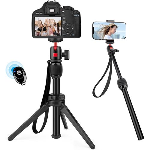 Mini Trpied En Aluminium, Trpied De Table Portable Avec Rotule Entirement Pivotante Et Tlcommande, Trpied Selfie Lger Pour Smartphone/Appareil Photo/Projecteur/Webcam[HDM5234490]