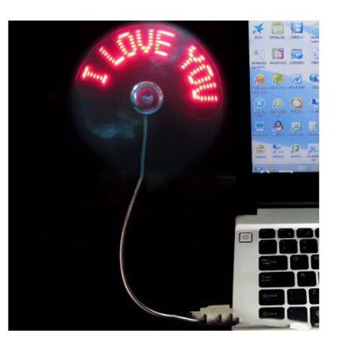 Mini ventilateur d'horloge USB, programmation de message Flash de lettre, lames de souffleur de vent doux en PVC pour la scurit, cou Flexible