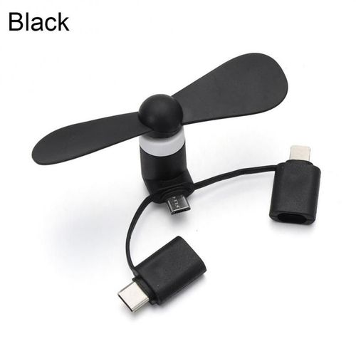 Mini ventilateur Portable 3 en 1 pour tlphone Portable,adaptateur Micro USB,type-c,pour Smartphone IOS,Iphone,Android - Type black