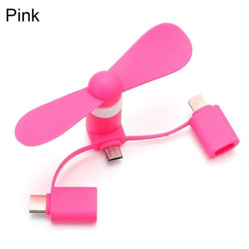 Mini ventilateur Portable 3 en 1 pour tlphone Portable,adaptateur Micro USB,type-c,pour Smartphone IOS,Iphone,Android - Type pink