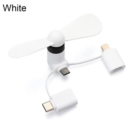 Mini ventilateur Portable 3 en 1 pour tlphone Portable,adaptateur Micro USB,type-c,pour Smartphone IOS,Iphone,Android - Type white
