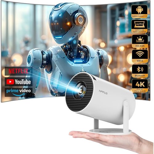 Mini Videoprojecteur 4K, Retroprojecteur Portable WiFi 5G/2.4G Bluetooth, Projecteur Video avec Retournement  180, Auto Keystone Vidoprojecteur Home Cinma pour PS5/Fire Stick, Android 11