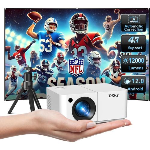 Mini Vidoprojecteur intelligent X2 Android 12 Vidoprojecteur Portable 12000L 1080P Prise en charge avec Wi-Fi Bluetooth, mise au point lectrique/Keystone, application Netflix YouTube 8000+