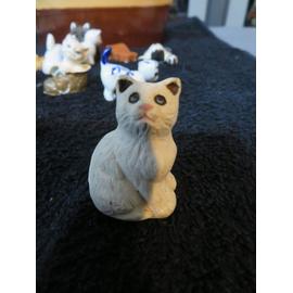 Miniature Chat Blanc Ancien En Faience Peint Rakuten