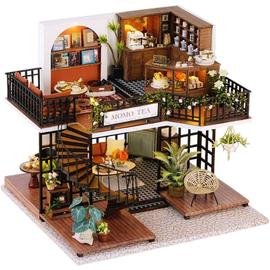 Miniature de maison de poupée avec kit de meubles, modèle de maison de  bricolage fait à la main pour cadeau adulte pour adolescents (Forest  Teashop)
