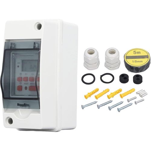 Minuterie Numrique Programmable,Minuterie De Pompe De Piscine 7 Jours 28 Marche/Arrt,Minuterie Programmable Avec Botier tanche Pour Pompes De Piscine,Chauffages,Filtres