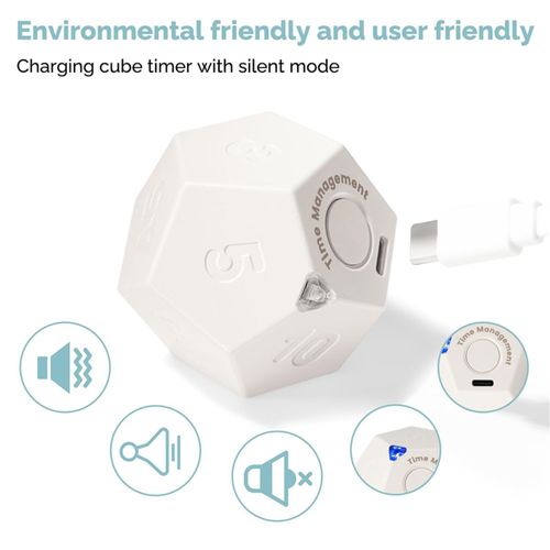 Minuterie Rotation DodCagone - Rechargeable Son Vibreur LumiRe Alarme Flip Timer 1 3 5 10 15 20 25 30 45 60 90 Compte  Rebours