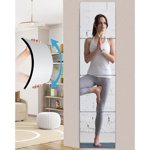 Miroir Mural Adhesif, Grand Miroir Mural Autocollant En 4 Parties, Flexible Miroir Stickers Long Miroirs, Acrylique Miroir Dcoration Pour Salle De Bain, Chambre, Salon (4 Pices 30 X 30 Cm)