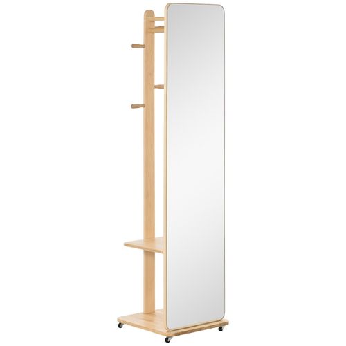 Miroir Sur Pied Avec Roulettes - Portant, 4 Patres tagre Mdf Aspect Bois Clair
