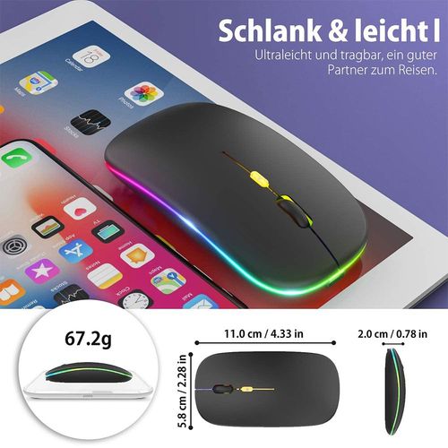 Mise  jour de la souris PC sans fil LED rechargeable silencieuse sans fil souris pour ordinateur portable souris sans fil 2.4G USB souris avec rcepteur USB compatibilit avec ordinateur/PC/tablette