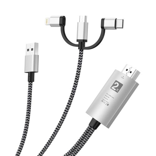 Mise  niveau 3 en 1 adaptateur de cble HDMI 2K mise  niveau USB - C Micro USB vers adaptateur HDMI pour i