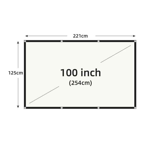 MIXITO-cran de projection anti-lumire portable,rideau de projection,grille blanche,bord noir,angle complet de 160 ,rapport 16:9,maison et bureau - Type 100 inch
