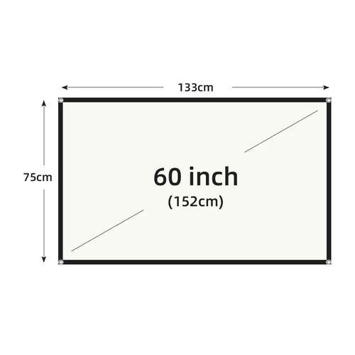 MIXITO-cran de projection anti-lumire portable,rideau de projection,grille blanche,bord noir,angle complet de 160 ,rapport 16:9,maison et bureau - Type 60 inch