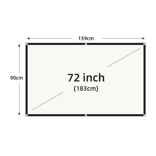 MIXITO-cran de projection anti-lumire portable,rideau de projection,grille blanche,bord noir,angle complet de 160 ,rapport 16:9,maison et bureau - Type 72 inch