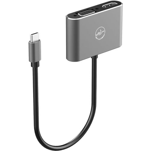 Ml312859 Adaptateur Usb-C Vers Hdmi & Vga Compatible Macos Et Windows Vga Full Hd Et Hdmi 4K 2 crans Simultanment En Full Hd[YIN4186078]
