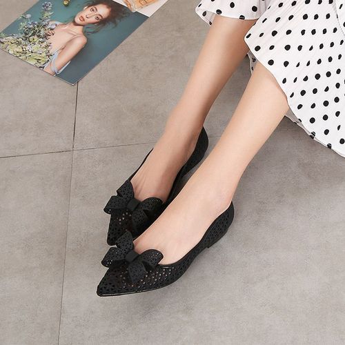 Mocassins  Bout Pointu Pour Femmes,Chaussures D't Ajour,Plates,Gele,N?ud Papillon,Respirantes,Coussin Argent,Marron Fonc,Chaussures  Trous Clairs