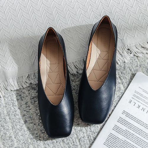 Mocassins  Enfiler En Cuir Pour Femmes,Design Dcontract,Deux Tenues,Patchwork,Espadrilles  Bout Carr,Ballerines,Taille 43