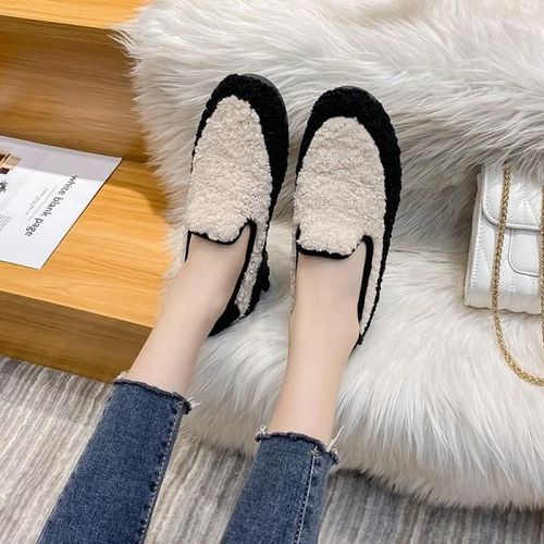 Mocassins  Plateforme Avec Fourrure Ronde Pour Femme,Chaussures  Enfiler,Baskets Dcontractes Pour Femme,Sabots Assortis,Parker,Grande Taille, - 42
