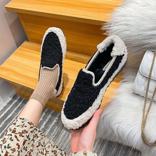 Mocassins  Plateforme Avec Fourrure Ronde Pour Femme,Chaussures  Enfiler,Baskets Dcontractes Pour Femme,Sabots Assortis,Parker,Grande Taille, - 38