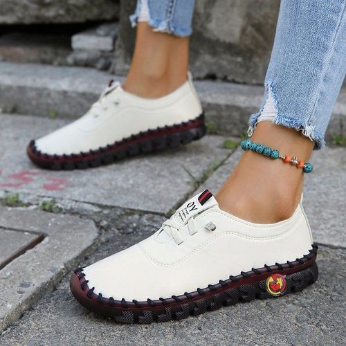 Mocassins  Plateforme En Cuir  Lacets Pour Femmes,Chaussures Dcontractes,Chaussures Plates  Enfiler,Chaussure Vertbrale,Printemps,2022,2022 - 40