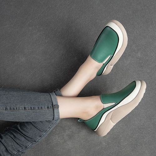 Mocassins  Plateforme En Cuir De Cercle Pour Femmes,Couche Suprieure,Dcontract,Lger,Polyvalent, La Mode,2024 - 35