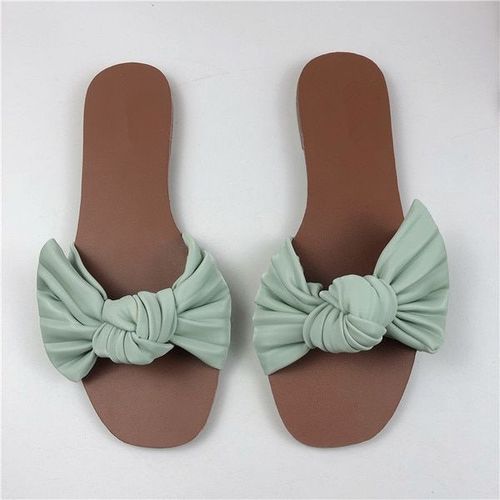 Mocassins  Rivets Bas Pour Femmes, Chaussures Plates En Caoutchouc, Tongs Dores, Sandales Avec NUd Papillon, Pantoufles Hawaennes D't 2021 Sc - 38