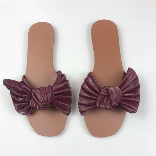 Mocassins  Rivets Bas Pour Femmes, Chaussures Plates En Caoutchouc, Tongs Dores, Sandales Avec NUd Papillon, Pantoufles Hawaennes D't 2021 Sc - 40