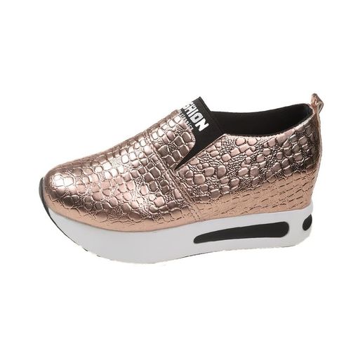 Mocassins  Semelle Compense En Cuir Verni Pour Femmes,Baskets  Plateforme,Lgres, Enfiler,Dcontractes,Recommandes,Neuves,2024 - 40