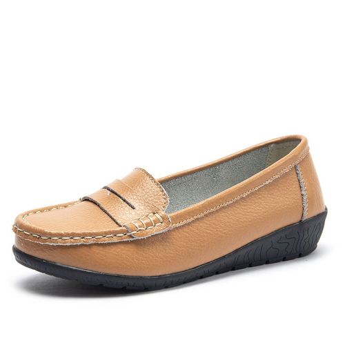 Mocassins  Semelle Souple En Cuir Vritable Pour Femmes,Chaussures  Enfiler Peu Profondes,Dcontractes,Pour Infirmires - 44