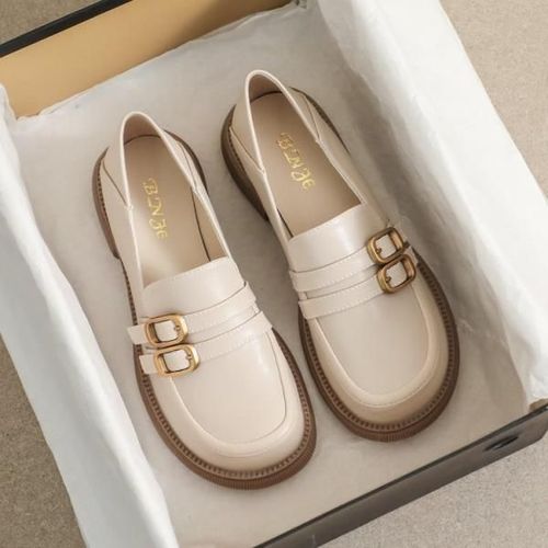 Mocassins Avec Fourrure Pour Femmes,Chaussures  Plateforme Ronde,Style Britannique,Bouche Peu Profonde,Chaussures D'automne Pour Femmes,Bottes Dcontractes,Noir - 37