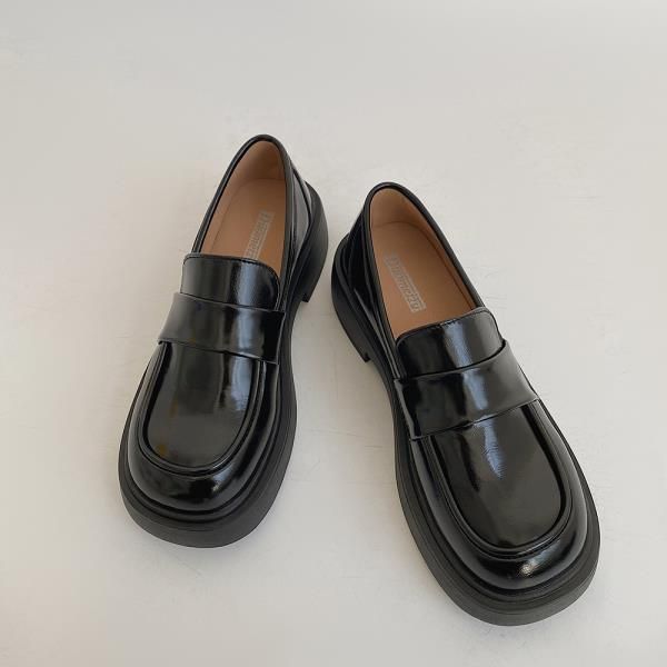 Mocassins Avec Fourrure Pour Femmes,Chaussures  Plateforme Ronde,Style Britannique,Bouche Peu Profonde,Chaussures D'automne Pour Femmes,Bottes Dcontractes,Noir - 38