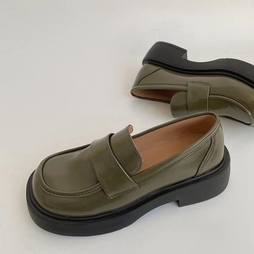 Mocassins Avec Fourrure Pour Femmes,Chaussures  Plateforme Ronde,Style Britannique,Bouche Peu Profonde,Chaussures D'automne Pour Femmes,Bottes Dcontractes,Noir - 37